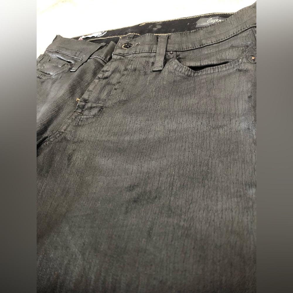 Red engine Cayenne Low rise skinny Jeans, Black coated, size 30 - Picture 3 of 8